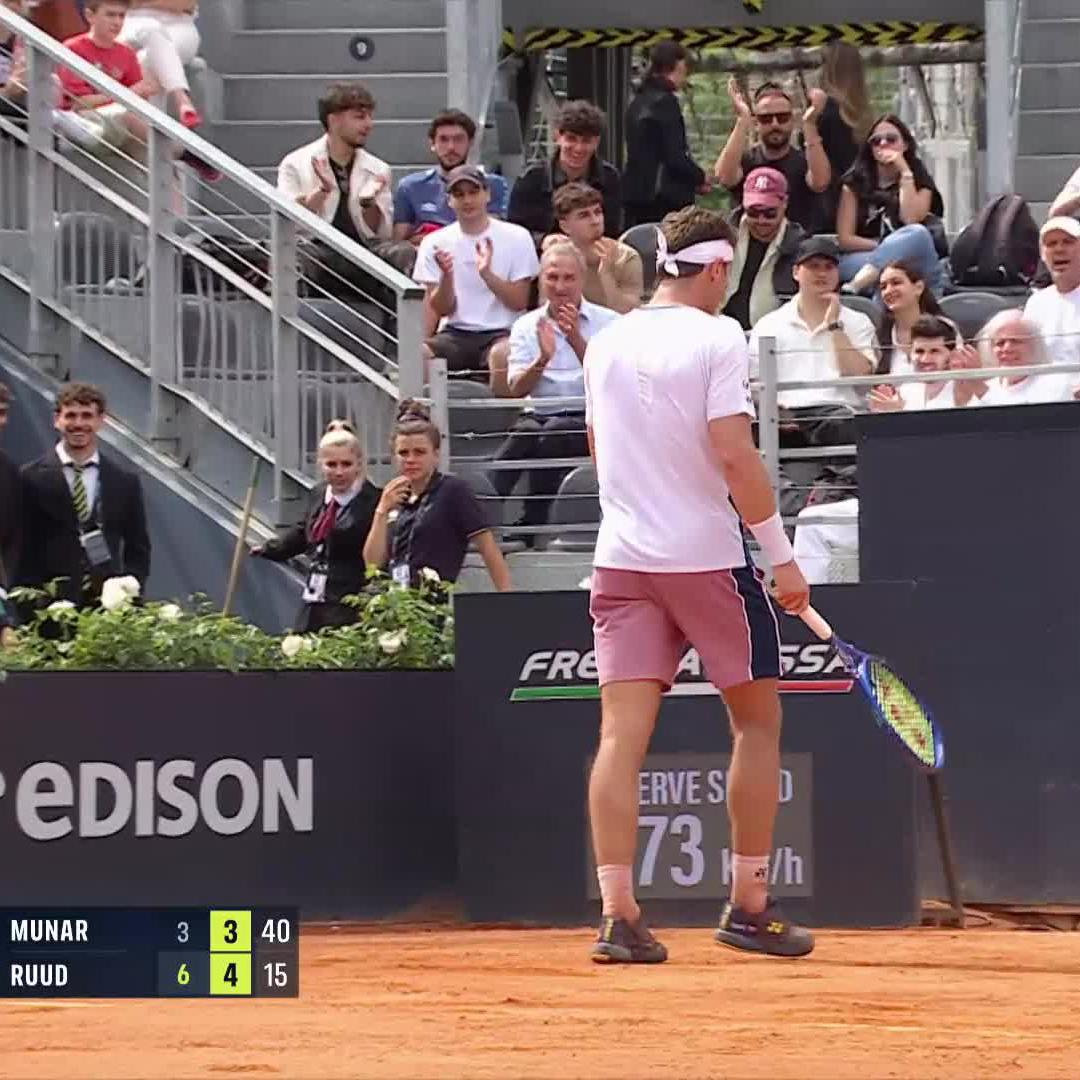 His lethal weapon 💨 Casper Ruud saves break point in style #IBI25