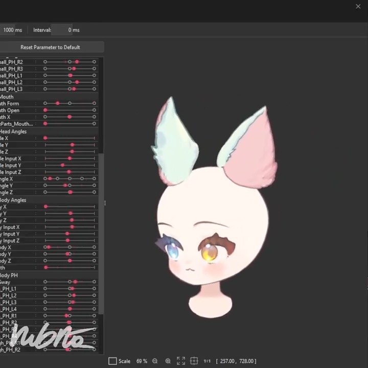 🩵Ears test! (WIP)🩵 🌙 Vtuber: @ FeraLune 🌙 Art: @ nerosaki_ #Live2DWIP
