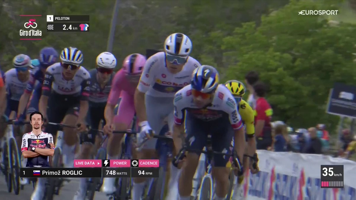 Amago de pancartazo, por Primoz Roglic. #GirodItalia