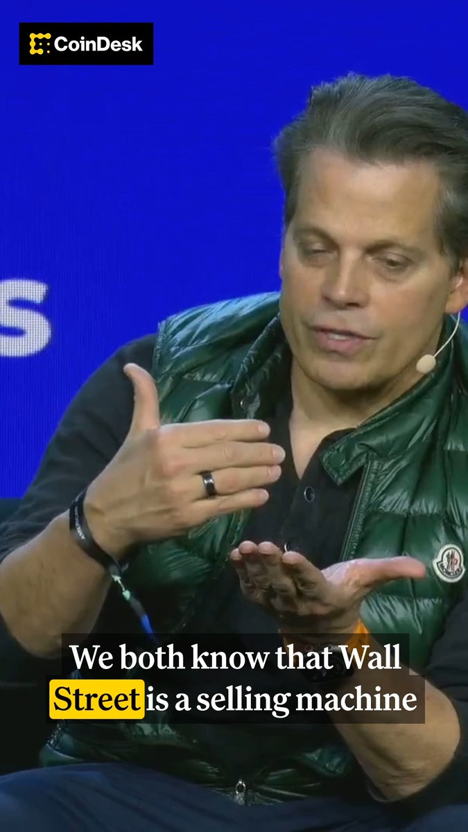"Wall Street is a selling machine" and BlackRock just "turned on the dial." ⚙️ Anthony Scaramucci at #Consensus2025 on the institutional push into crypto.