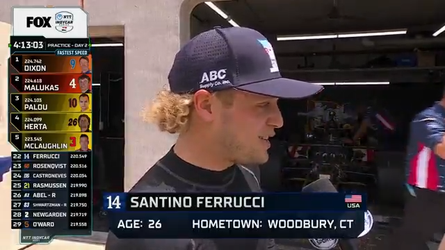 Santino Ferrucci is not happy with his car. #Indy500
