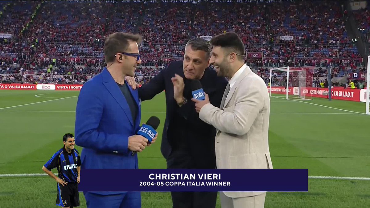 . Christian Vieri joins Alessandro Del Piero and Marco Messina, explaining why he’s all in for Bologna in the Coppa Italia final 🥹