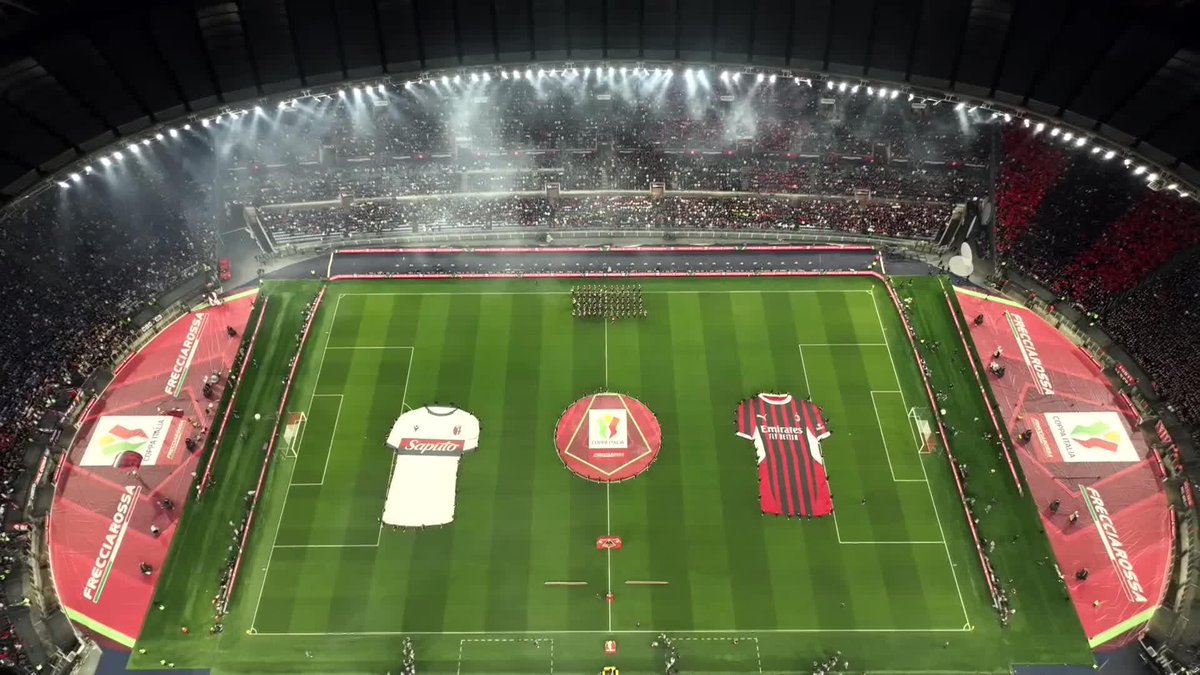 It's the Coppa Italia final and the atmosphere in the Olimpico is special 🏆🇮🇹 🔴⚫ AC Milan v Bologna 🔴🔵 Watch it LIVE now on Premier Sports 1 📺