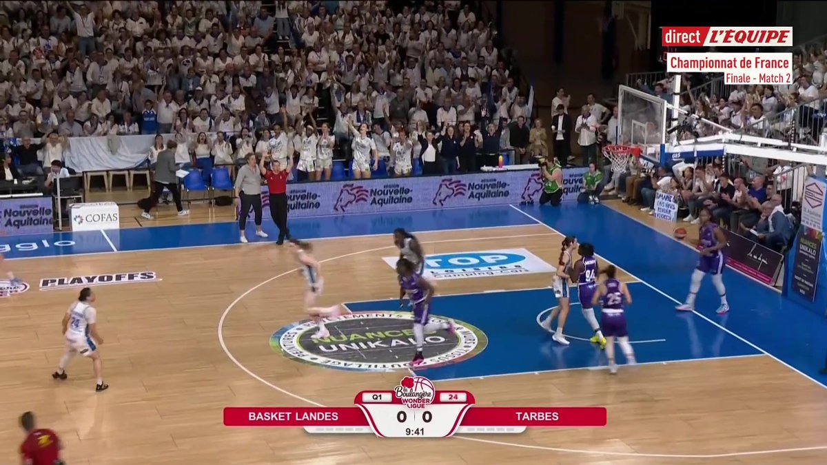 C'est parti pour la 2e manche de la finale de La Boulangère Wonderligue, entre Basket Landes et Tarbes #lequipeBASKET Suivez le match en direct sur la chaine L’Equipe ➡️