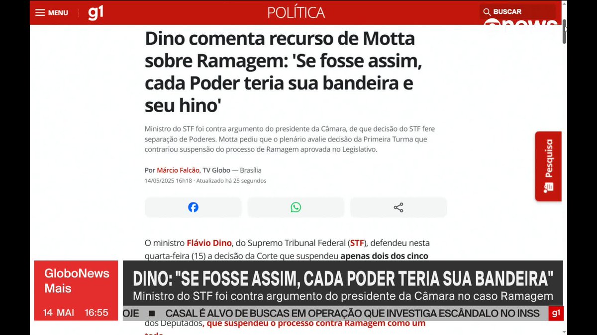 Dino comenta recurso de Motta sobre Ramagem: "Se fosse assim, cada Poder teria sua bandeira e seu hino". ➡ Assista ao #GloboNewsMais: #GloboNews