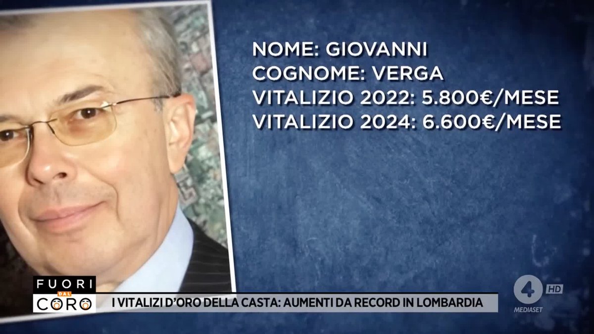 Vitalizi, aumenti da record in #Lombardia. Come nel caso del vitalizio dell'ex consigliere regionale Giovanni Verga, passato da 5.800 euro al mese nel 2022 a 6.600 euro al mese nel 2024, con un aumento di 9.713 euro all'anno. Il servizio di Marianna Canè a #Fuoridalcoro