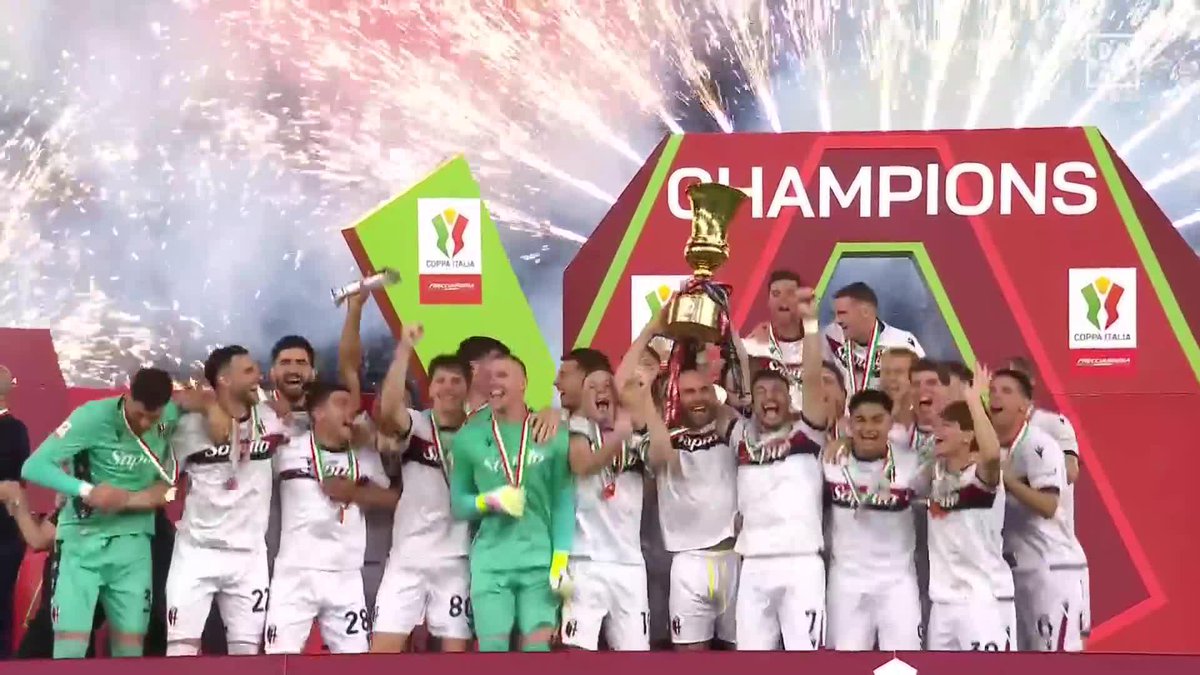 Un momento inolvidable. 51 años después. ¡EL BOLOGNA VUELVE A SER CAMPEÓN DE LA COPPA ITALIA! 🏆🇮🇹 #CoppaItalia