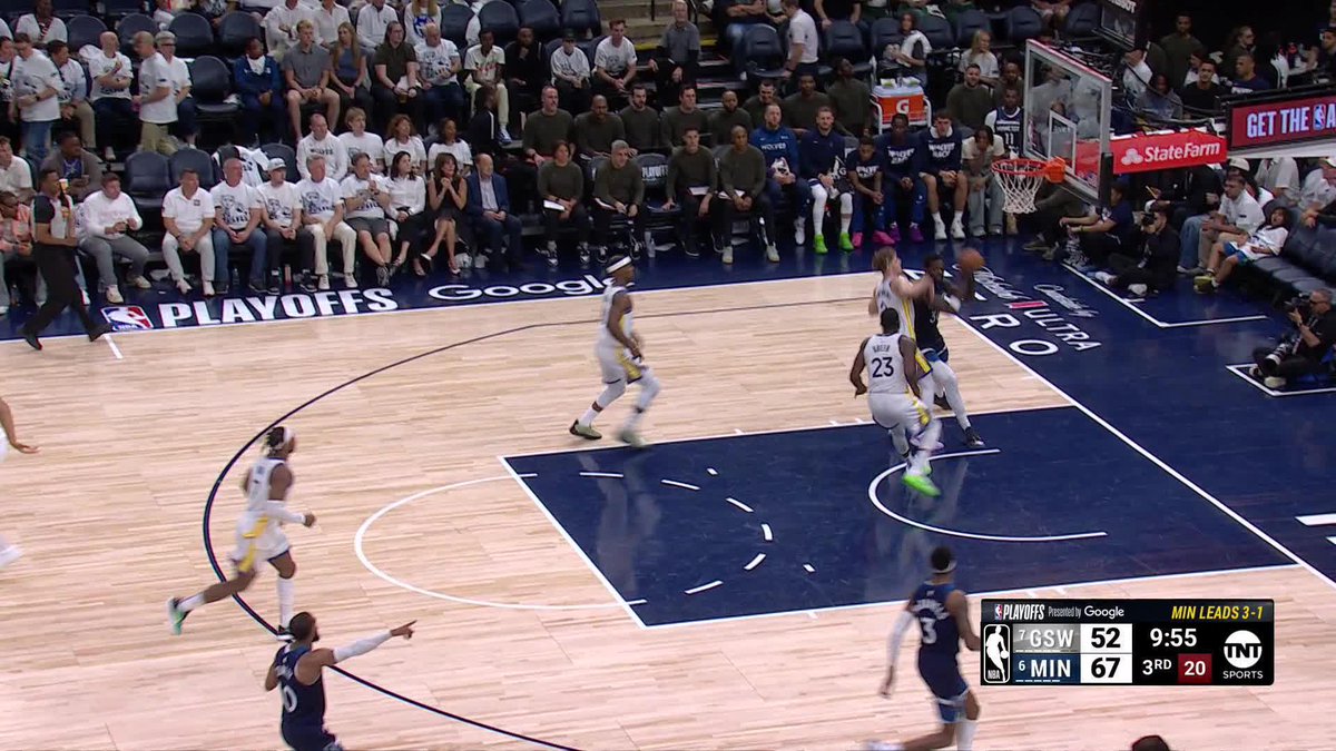 Minnesota movin' the ball around the arc 🤝 Warriors/Timberwolves second half is on TNT!