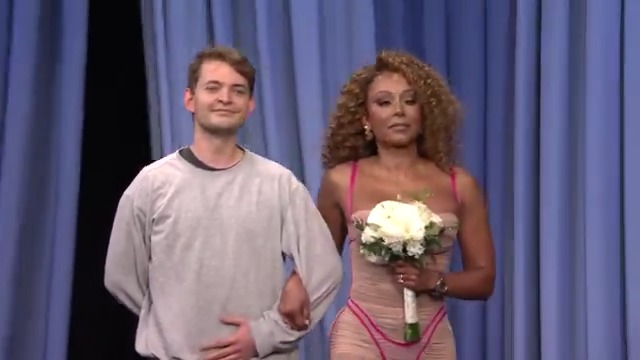 .Melanie Janine Brown MBE prepares for her upcoming wedding by walking down the Studio 6B “aisle” with an audience member 🤣 #FallonTonight
