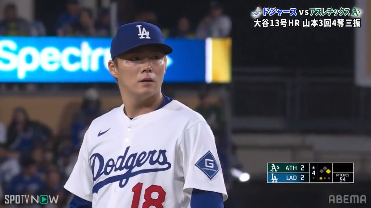 [速報] #山本由伸 5勝目をあげる!! ／ 本塁打を浴び3失点も 要所を締める投球で先発の役割を果たす ドジャースは8回に5得点と打線爆発 ＼ ▼今日の成績 6回 88球 6奪三振 被安打4 四球2 失点3 防御率2.12 🇺🇸#MLB 2025 🆚#ドジャース × #アスレチックス 📺#アベマ で生中継 #どこでもアベマでMLB