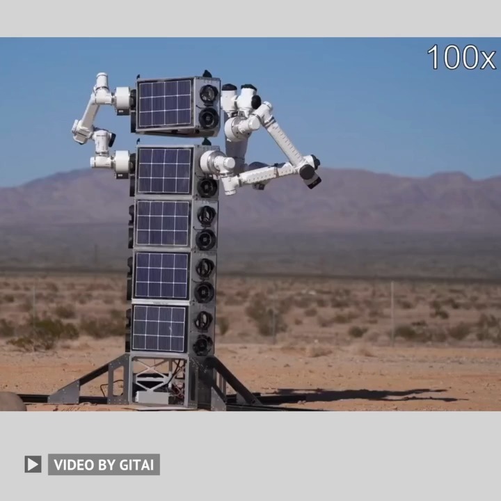 8. An autonomous robot assembling a 5-meter tower for future lunar and Martian habitats.