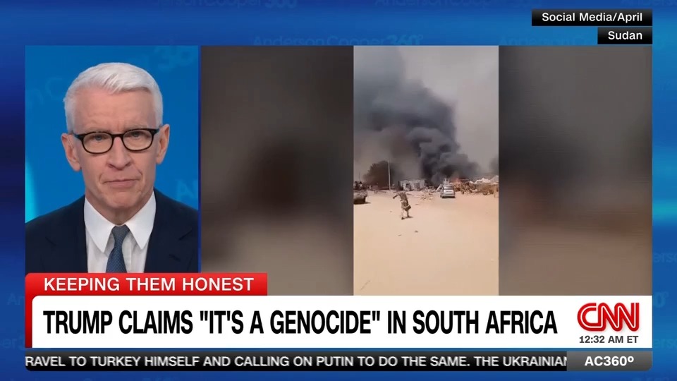 Anderson investigates claims by President Trump of “genocide” to justify the only group of refugees his administration has allowed into America since Inauguration Day.