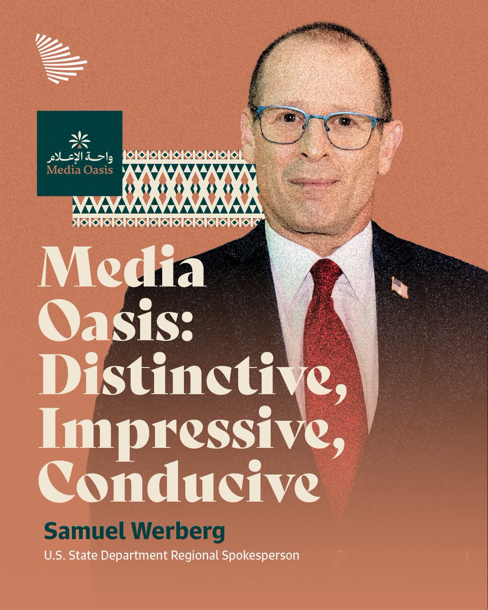 A #MediaOasis filled with the world’s media outlets, Saudi talent, and the latest tech for them all to cover #TrumpInKSA… an impressive Saudi feat, according to Sam Werberg, U.S. State Department Regional Spokesperson. الخارجية الأمريكية