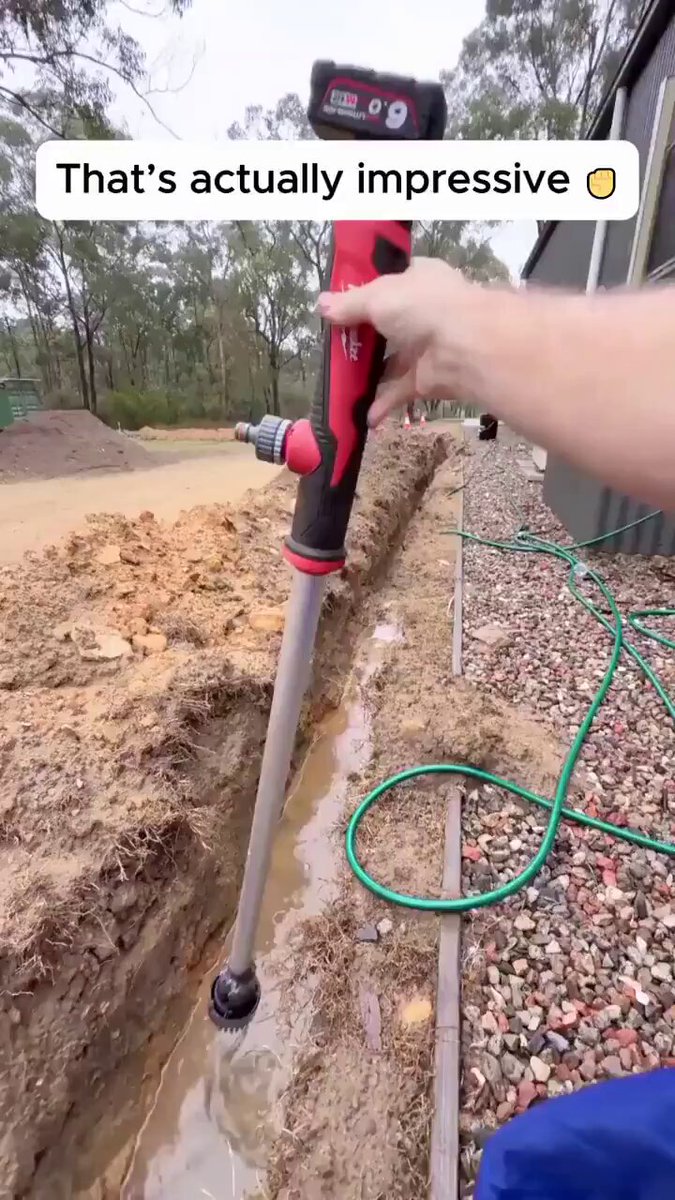 A practical pump to drain water out of a ditch or a hole.