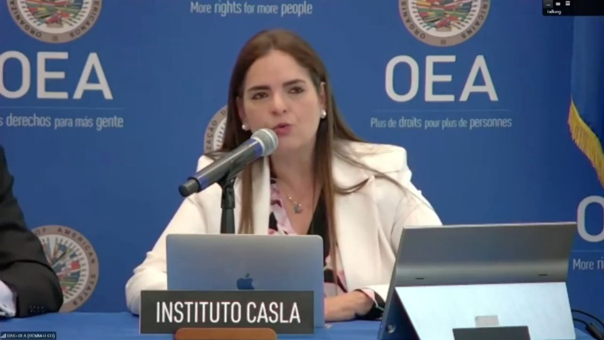 La Directora Ejecutiva del Instituto CASLA, Tamara Suju Tamara Suju, presenta en la #OEA el Informe Anual del Instituto CASLA sobre Crímenes de Lesa Humanidad en #Venezuela