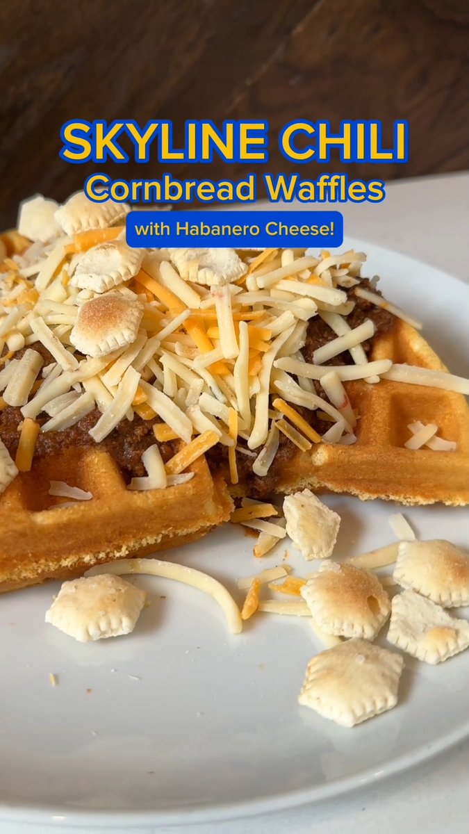 Waffling over what to make for dinner? These Cornbread Waffles topped with Skyline Chili and Habanero Cheese will have your tastebuds throwing a party! ​ Skyline Habanero Cheese is back in stock at your local Kroger in Cincinnati & Dayton. ​ Click here to check availability!