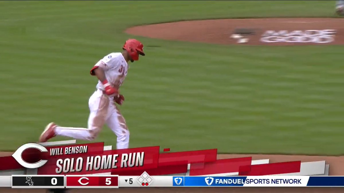Will Benson's first home run of the year extends the Cincinnati Reds lead!