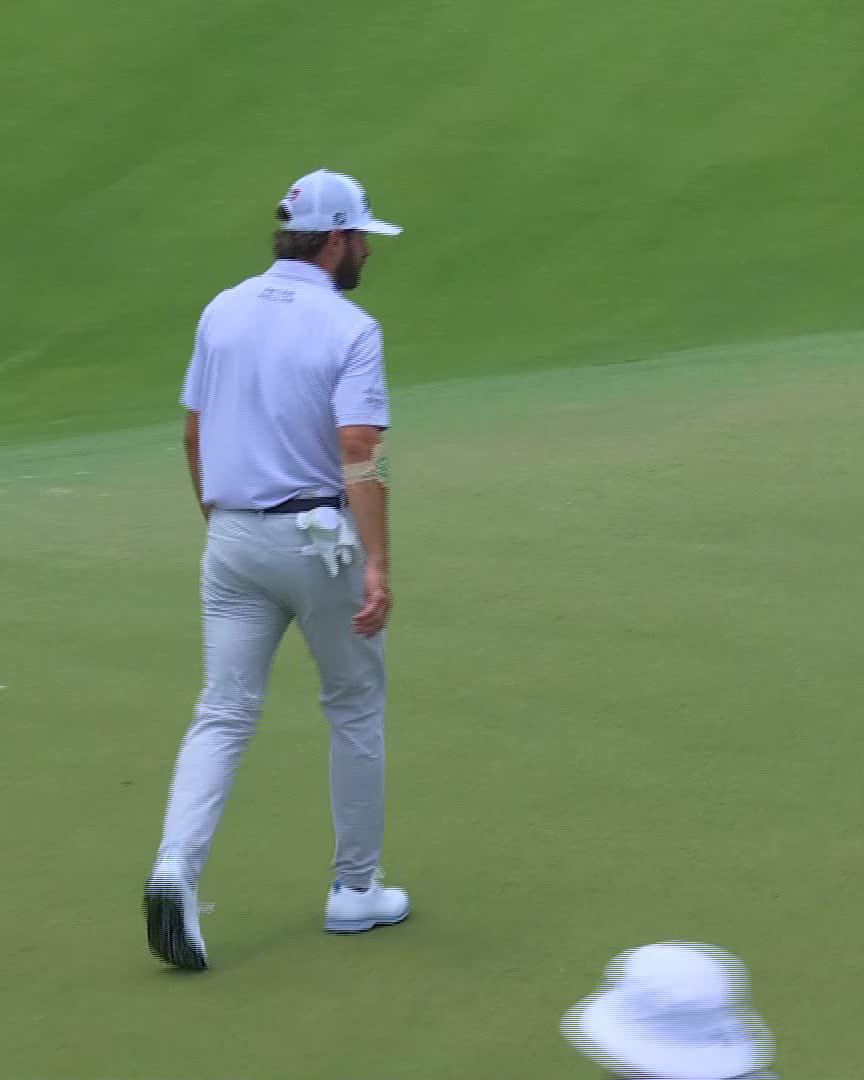 “On its way…” Cameron Young drains a 63-footer to start with birdie. 👏 #PGAChamp