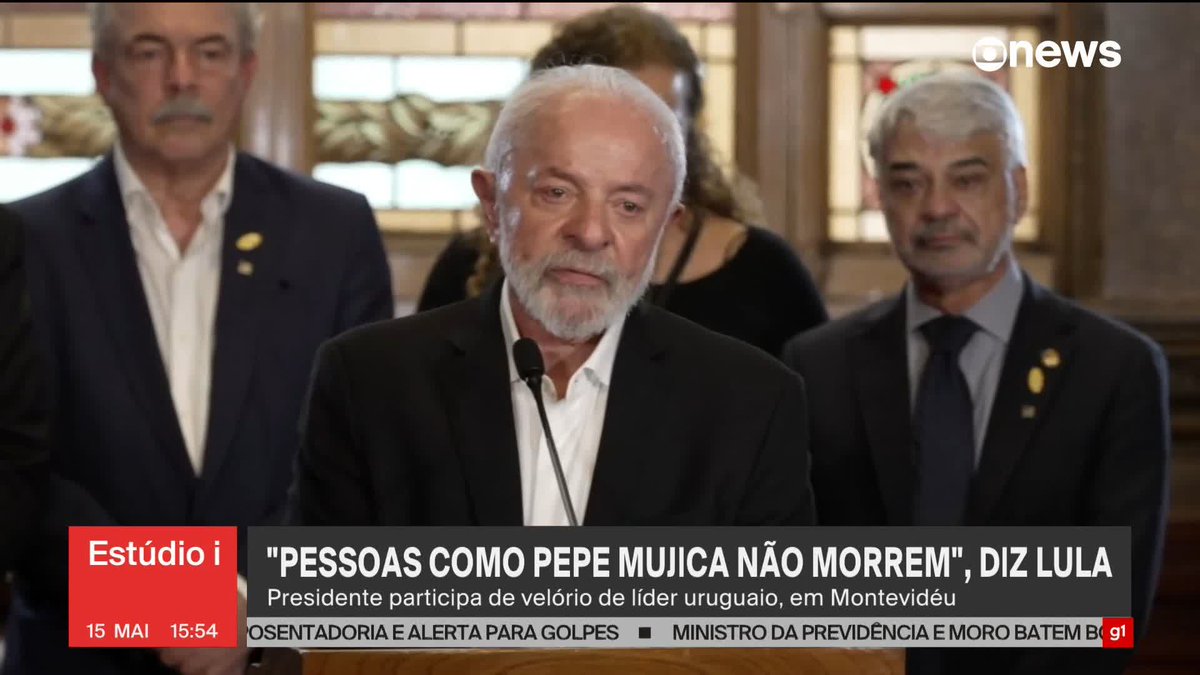 "Pessoas como Pepe Mujica não morrem", diz Lula sobre ex-presidente do Uruguai. ➡ Assista ao #Estúdioi: #GloboNews