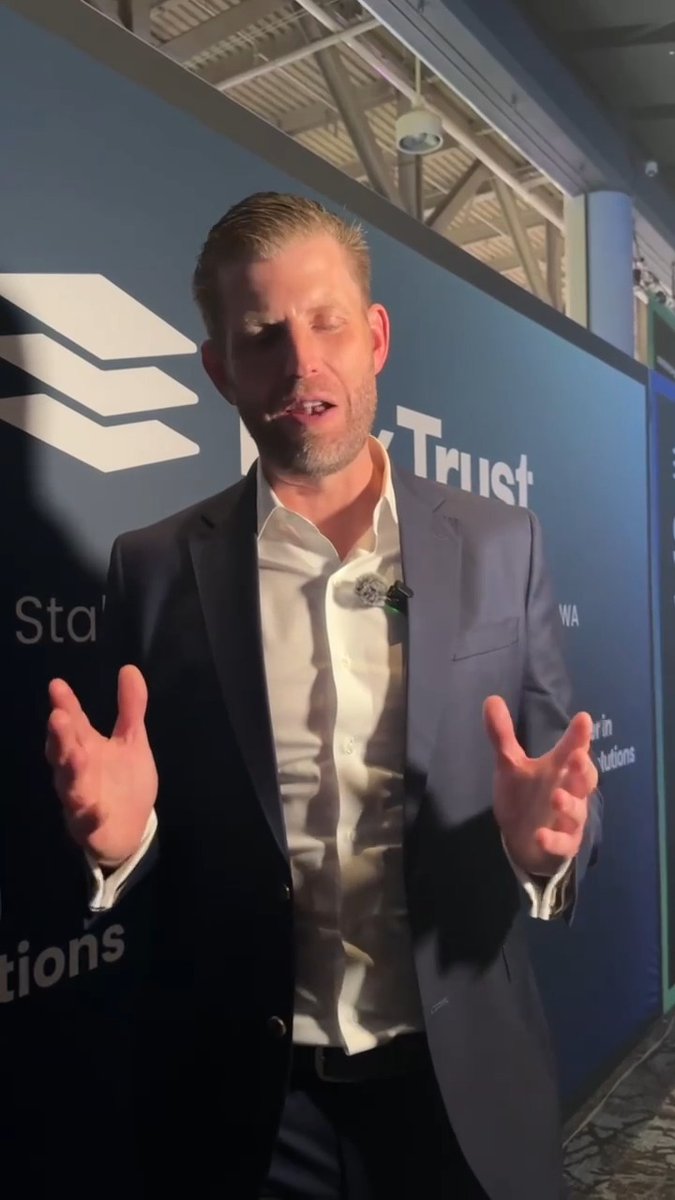"We're taking the industry by storm!" 🚀 Eric Trump shares the ambition behind American Bitcoin and $USD1 in an exclusive interview backstage at Consensus 2025.