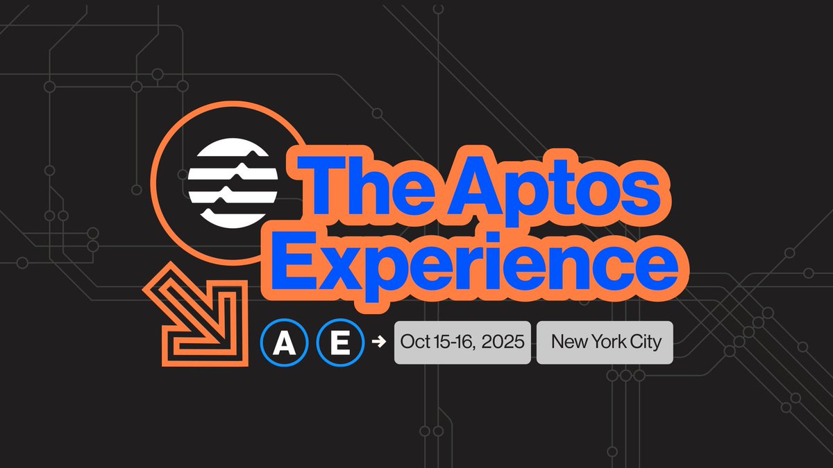Make it Real... Real World Aptos 🌐🗽 Enter: Aptos Experience: NYC | October 15-16, 2025 Returning for its second year, Aptos meets the city that never sleeps—bigger, bolder, &amp; built around one goal: real-world impact. Early bird tickets available now: