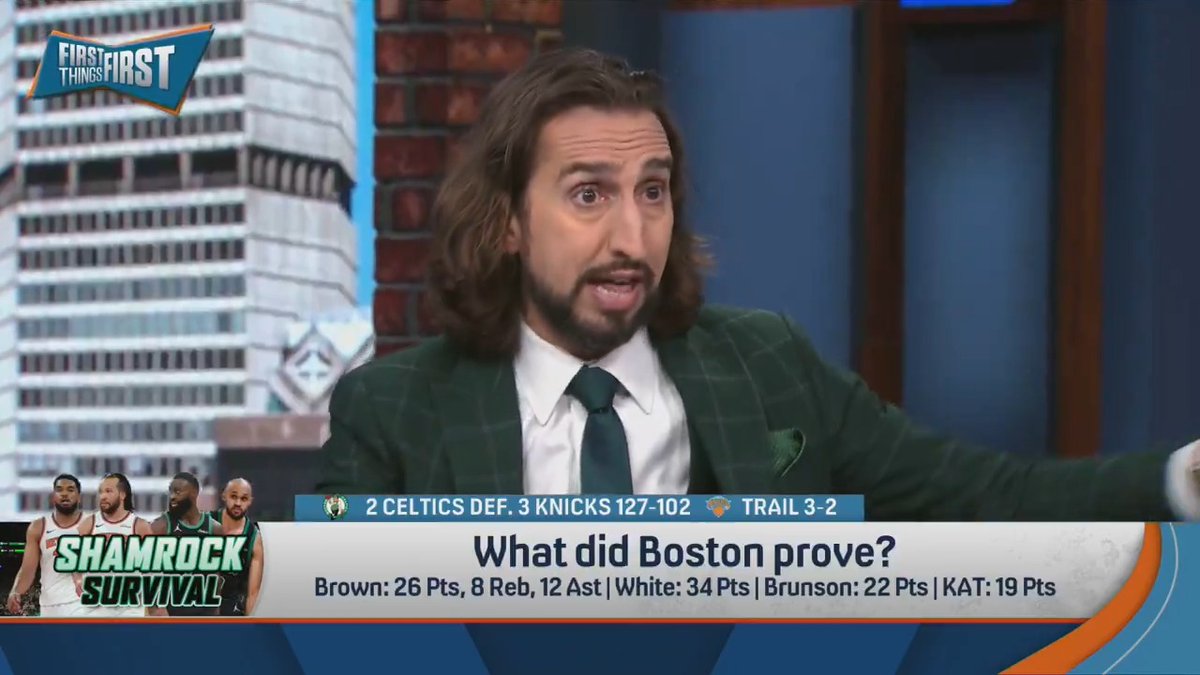 “The Knicks are, in my opinion, far and away the better of the two teams as we get here for tomorrow night.” nick wright reacts to the Knicks’ Game 5 loss in Boston: