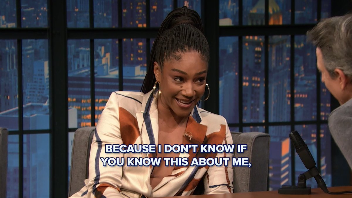 Comedian and actress Tiffany Haddish updates Seth Meyers on her current roster and falling asleep watching "Sinners" on a date.