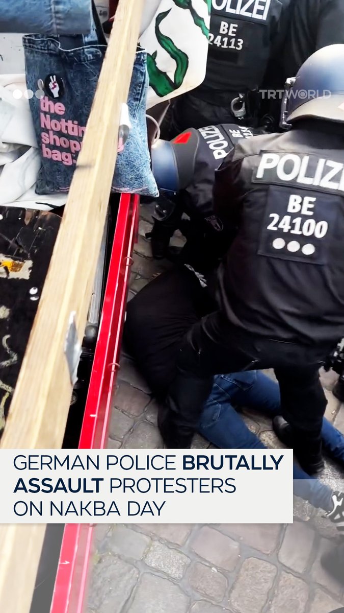 German police brutally assault protesters marking the Palestinian Nakba in Berlin, with women and children also targeted during the crackdown