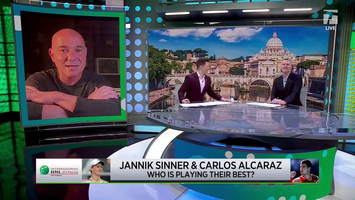 "Alcaraz's upside on anything that's slippery is his chance to have an advantage over Sinner" Andre Agassi gave his thorough take on the Jannik Sinner and Carlos Alcaraz comparsions. #TCLive