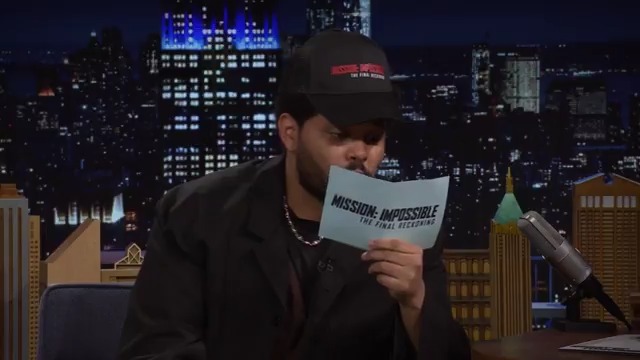 After Tom Cruise helped “Can’t Feel My Face” top the charts, The Weeknd returns the favor and promotes Mission: Impossible 😂 #TheWeekndOnFallon #FallonTonight