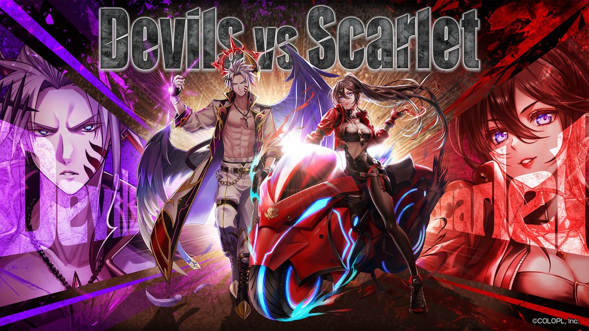 💥新イベント開催中💥 ⋆━━ Devils vs Scarlet ━━⋆ ミステア(CV:#釘宮理恵)と レイン(CV:#木村良平)による 〚強者〛を決める戦いが今、はじまる! #白猫プロジェクト