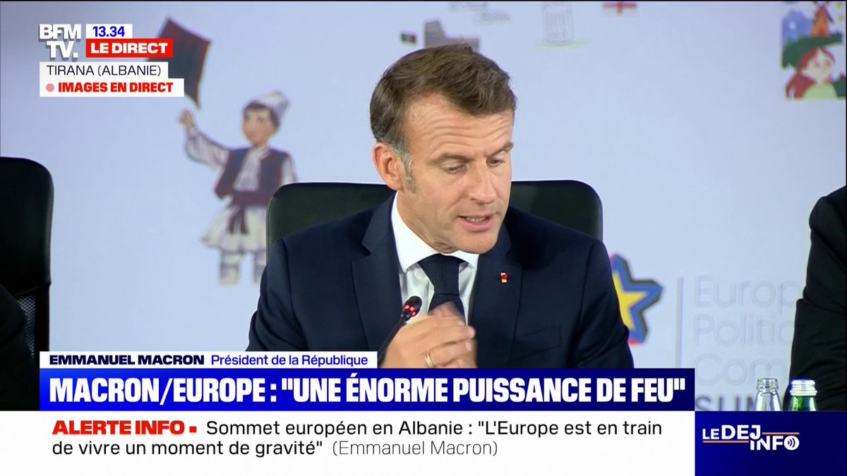 Emmanuel Macron lors d'un sommet européen élargie en Albanie: "Notre grande Europe est à un moment de réveil géopolitique"