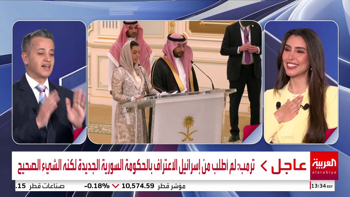 المذيعة في قناة العربية فاطمة فهد تصف لحظة تقديمها جلسات توقيع الاتفاقيات السعودية الأميركية: كم هو رائع أن تكون شاهدا على لحظات صنع التاريخ #قناة_العربية #العربية_ويكند #ترمب_في_الرياض