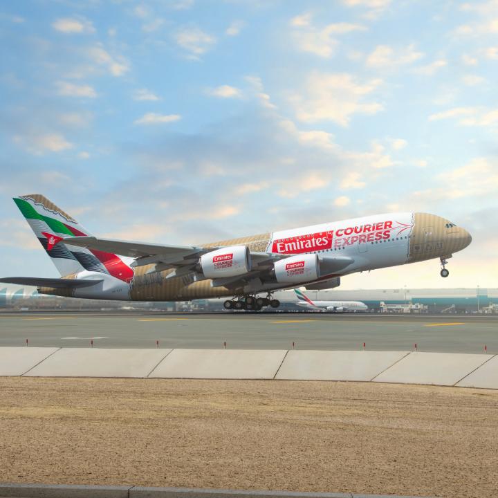 Special delivery! 📦📬 We're unwrapping our brand new Emirates Courier Express A380 livery.