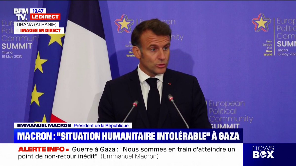 Emmanuel Macron: "La situation humanitaire à Gaza est intolérable"