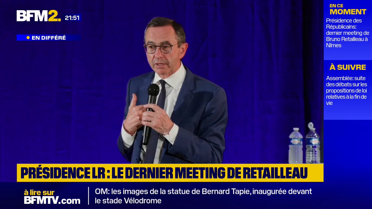 💬 "Vous auriez eu, peut-être à ma place, Monsieur Delogu" Lors de son dernier meeting comme candidat à la présidence LR, Bruno Retailleau est revenu sur sa décision de devenir ministre pour éviter un gouvernement "de la gauche mélenchonisée" #BFM2