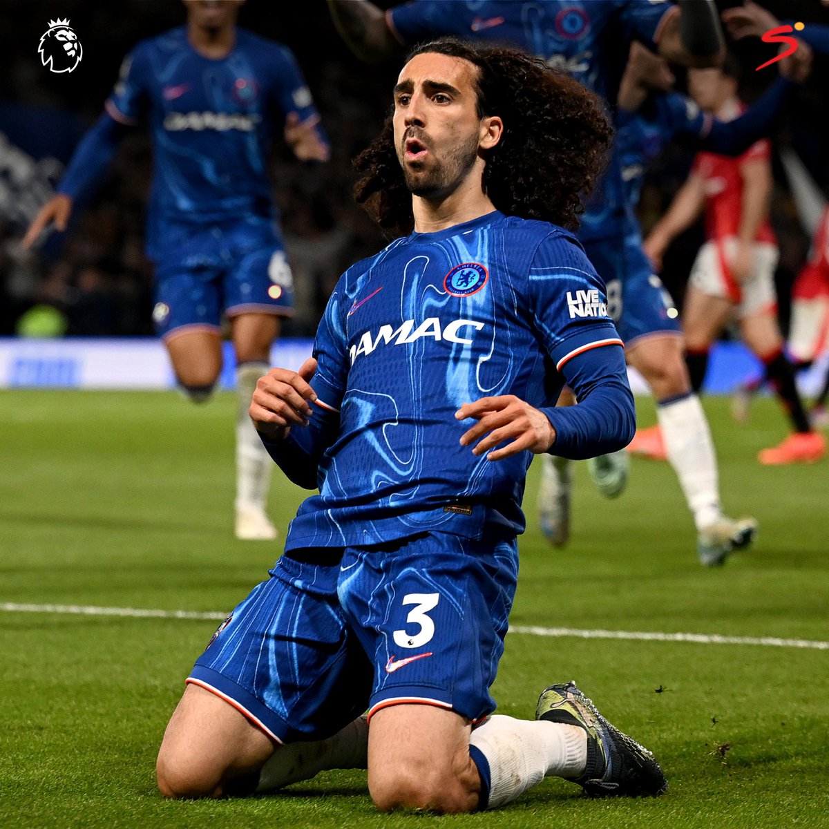 From one fullback to the other 🎯 Marc Cucurella's fifth #PL goal of the season gives Chelsea the win against Man Utd 🔵🔥 #SSPL | #CHEMUN