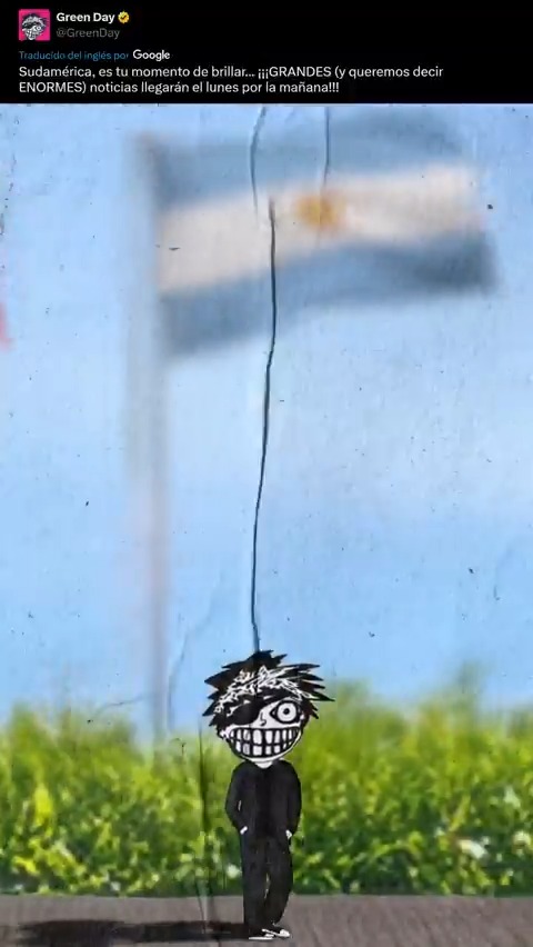 "Green Day": Por la publicación de Green Day sobre un anuncio para Sudamérica el próximo lunes