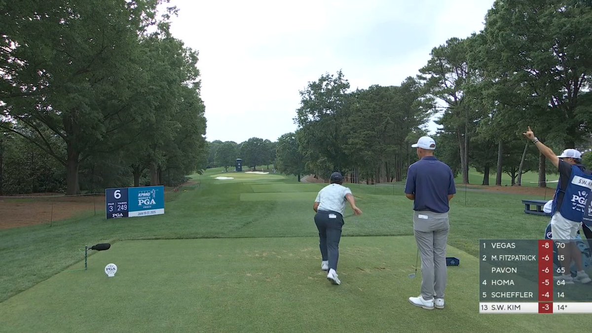 Si Woo Kim celebrates after his hole-in-one at the PGA Championship ⛳️ 🥳
