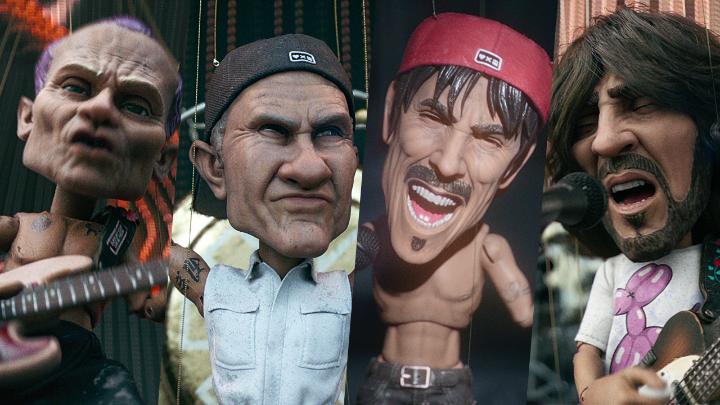 Simplesmente Red Hot Chili Peppers cantando Can't Stop como marionetes num curta dirigido pelo David Fincher.