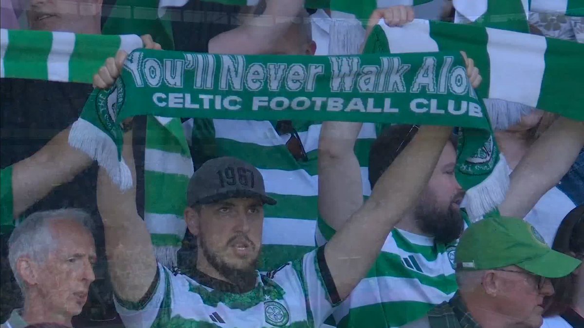 The Celtic fans sing You’ll Never Walk Alone as the sun beats down for the final Premiership game of the season ☀️