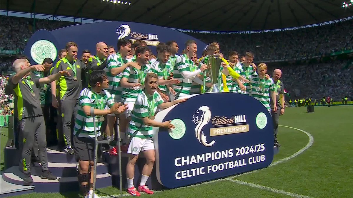 ๐ โThe noise, the pride, the passion, the title, the champions: Celtic!โ Celtic lift the Scottish Premiership title for the fourth year in a row and the 55th time overall โฌ๏ธ