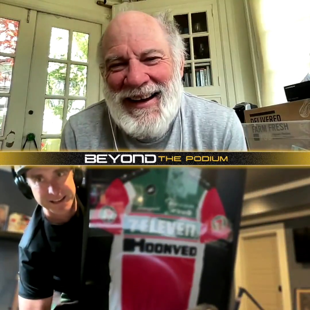 "That might be the only one in existence!" 🤣 Bob Roll shocked when VandeVelde,Christian surprises him with a 40-year-old 7-Eleven jersey from his first EVER pro race, the Giro d'Italia!