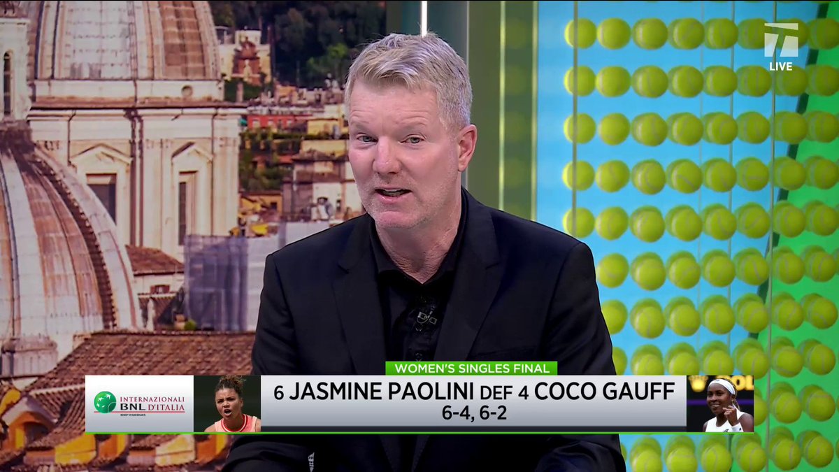 "I did NOT see that coming" ๐ณ Jim Courier and Andy Roddick react to Jasmine Paolini's Rome win over Coco Gauff #TCLive