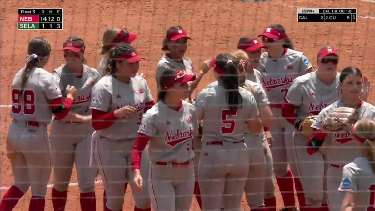 That’ll do it 🌽 Nebraska Softball punches their ticket to Championship Sunday in the Baton Rouge Regional with a 14-1 run-rule win over SLU 🙌 #B1GSoftball
