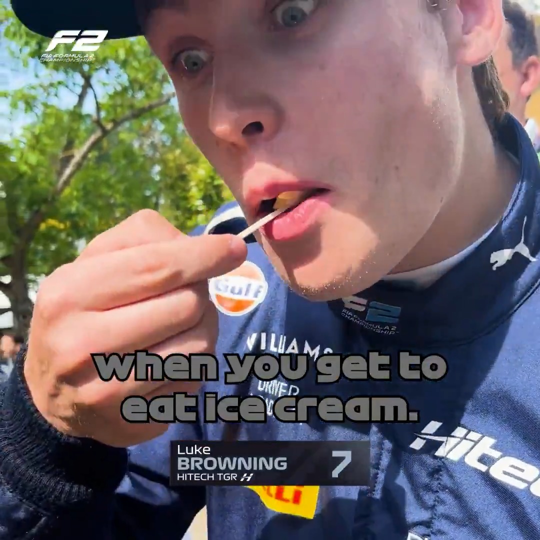 Podium 🙂 Podium and Ice Cream 😊 That's right, isn't it, Luke Browning? 😂🍦 #F2 #ImolaGP