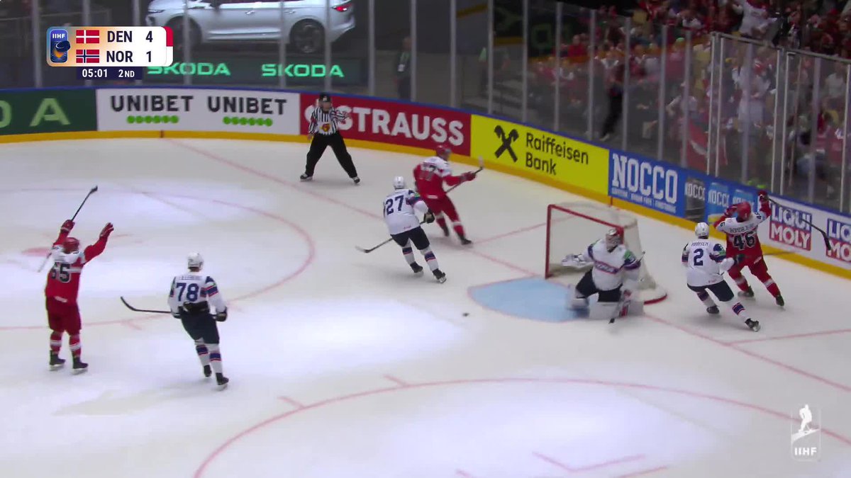 Jonas Rondbjerg fires it home for @dkishockey’s fifth! 💪🇩🇰 #MensWorlds #IIHF