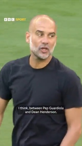 This exchange between Pep Guardiola and Dean Henderson 👀 #BBCFootball #FACup #BBCFACup