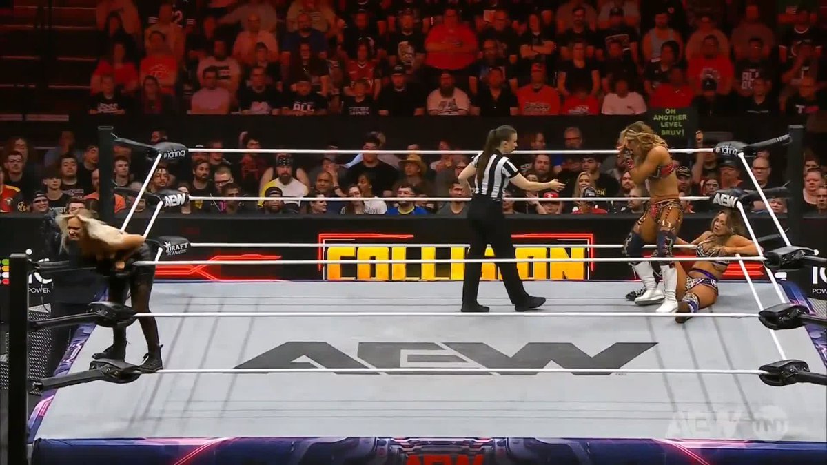 Penelope Ford almost helped Megan Bayne steal the victory! Watch #AEWCollision on TNT & MAX @MeganBayne | @AnnaJay___ | @ThePenelopeFord | @HarleyCameron_