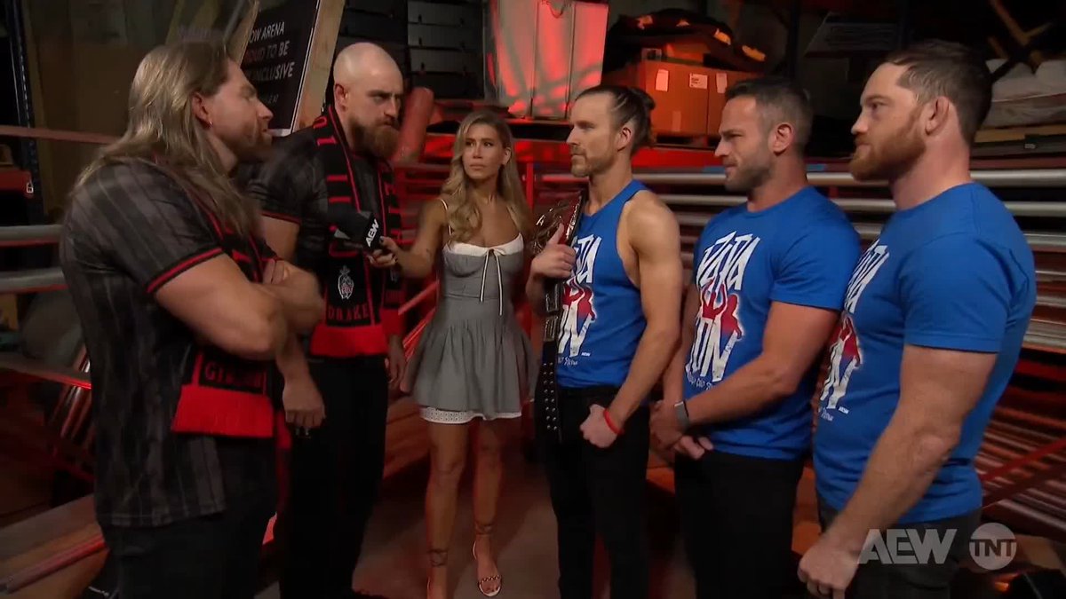 The Grizzled Young Veterans confront Paragon and issue a challenge for NEXT WEEK! Watch #AEWCollision on TNT &amp; MAX Adam Cole | Kyle O'Reilly | Roderick Strong | Zack Gibson | 𝐉𝐚𝐦𝐞𝐬 𝐃𝐫𝐚𝐤𝐞